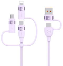 USAMS Cablu de Date 6in1, USB, Type C la Lightning, USB, Type C, Fast Charging, 100W, 1.2m - Usams (US-SJ645) - Purple (KF2316389) - vexio