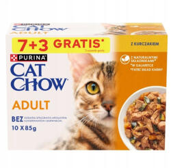 Cat Chow PURINA Cat Chow Adult macskatáp csirkével és cukkinivel zselében, 10x85 g (7+3 INGYEN)