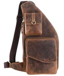 Greenburry Rucsac crossbody unisex piele naturala maro antichizat 21 x 40 cm, Vintage, Greenburry