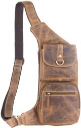 Greenburry Rucsac crossbody unisex piele naturala maro antichizat 26 x 43 cm, Vintage, Greenburry