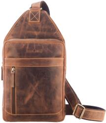 Greenburry Rucsac crossbody unisex piele naturala maro antichizat 21 x 41 cm, Vintage, Greenburry