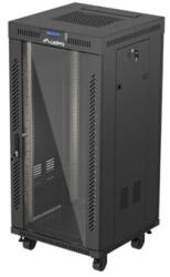 Lanberg 19" szabadon álló rack szekrény 24U/600X600 üvegajtó, lapraszerelt, LCD kijelző, fekete V2 FF01-6624-12BL (FF01-6624-12BL)