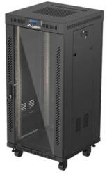 Lanberg 19" szabadon álló rack szekrény 24U/600X600 üvegajtó, lapraszerelt, LCD kijelző, fekete V2 (FF01-6624-12BL) - mzona