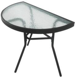  Masa semicirculara de gradina cu blat de sticla ISLAND 70x40 cm, negru