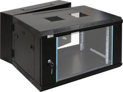 Pulsar RWD666 19" 6U 600x600 fali rack szekrény; kiforgatható; készre szerelt; fekete (RWD666) - digipont