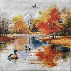  Ti-Flair Szalvéta 33 x 33 cm 3 Rétegű 20 Lap/Csomag Mallard Ducks at Autumn Pond (AAF002)