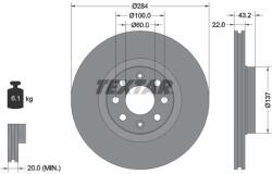 TEXTAR féktárcsa TEXTAR 92145803 for FIAT, VAUXHALL, OPEL (92145803)