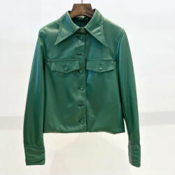  Beunique Fashion Ecobőr dzseki dark green S méret (sötétzöld)