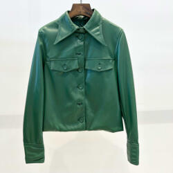 BeUnique Fashion Ecobőr dzseki dark green M méret (sötétzöld)
