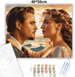  Jack és Rose - számfestő készlet - 40×50 cm (Keretre feszítve)