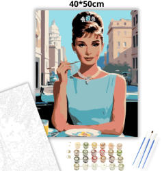  Audrey Hepburn - reggeli a Tiffanynál - számfestő készlet - 40×50 cm (Keretre feszítve)