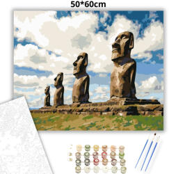  Időtlen Moai őrség - számfestő készlet - 50×60 cm (Keret nélkül)