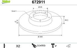 Valeo Frana disc Disc frana Valeo 672911 - compatibil Audi, Seat, Vw, Skoda (VALEO672911)