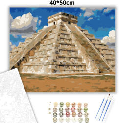  Chichén Itzá Maja piramis - számfestő készlet - 40×50 cm (Keretre feszítve)