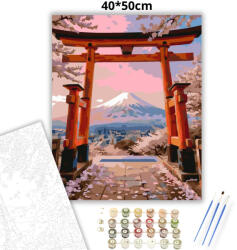  Rózsaszín hajnal a torii kapunál - számfestő készlet - 40×50 cm (Keretre feszítve)