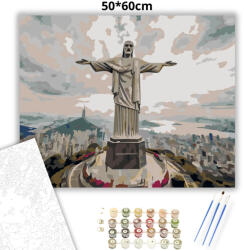  Rio de Janeiró-i Krisztus-szobor - számfestő készlet - 50×60 cm (Keretre feszítve)