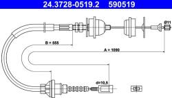 ATE Comanda ambreiaj Cablu ambreiaj ATE 24.3728-0519.2 - compatibil Peugeot, Fiat, Citroën (ATE24372805192)