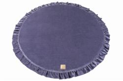 MeowBaby Saltea de joaca din spuma MeowBaby® pentru copii, rotunda cu volanas, catifea blue (MATA023)