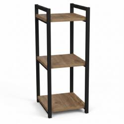 PAKOWORLD Raft de podea Negru metal, Natural, 33x28x70 cm (321-000101) Raft