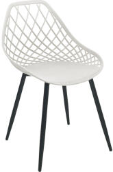 pakoworld Scaun de gradina Suan picioare metal negru, alb, 56x49x82 cm (326-000018)