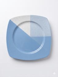  Farfurie intinsa din ceramica, 25 cm albatru alb, pentru servire masa (A/A int-25)