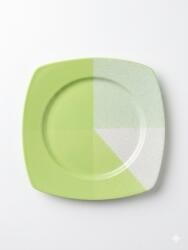  Farfurie intinsa din ceramica, 25 cm verde alb, pentru servire masa (V/A int-25)