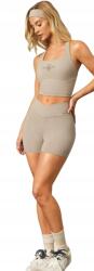 Shein Női RöVID Leggings Printtel És Zsebbel, Bézs, S Méret 1KC