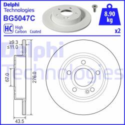 Delphi Frana disc Disc frana Delphi BG5047C - compatibil Mercedes-Benz (DELPHIBG5047C)
