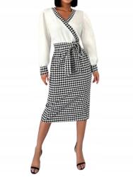 Shein Ruha Hosszú Ujjú Pepita MIDI M Ł6C
