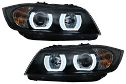 KITT Faruri xenon cu Angel Eyes 3D LED pentru BMW Seria 3 E90 E91 LHD, negre (HLBME90D1SB)