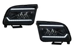 KITT Lightning Faruri Full LED negre pentru Ford Mustang V 2005-2009 cu semnal dinamic (HLFOMUFLED)