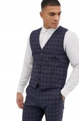 Selected Homme Elegáns Férfi Kockás Mellény Sötétkék 50 N1C