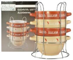 Perfect Home Set 4 boluri bucatarie pentru gulas cu suport, ceramica, 0.75 L, 14x9.5 cm, Perfect Home (15701) - esell