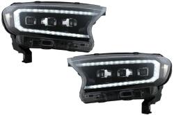 KITT Faruri LED negre Ford Ranger Raptor 2015-2020 LHD cu semnal dinamic (HLFRNGT6LED)