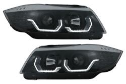 KITT Faruri LED 3D Angel Eyes negre pentru BMW Seria 3 E90 E91 LHD 2005-2008 (HLBME90BLED)