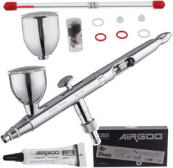 FENGDA Kit Aerograf Profesional AIRGOO PRIME AG-216 cu 2 Duze (0.3mm / 0.5mm) (MKN-218)