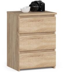 Akord Furniture Factory Noptiera cu 3 sertare, PAL laminat 16 mm, stejar sonoma, 40x35x57 cm (AK-52852402)