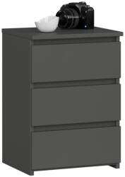 Akord Furniture Factory Noptiera grafit cu 3 sertare, PAL laminat 16 mm, 40x35x57 cm (AK-52851863)