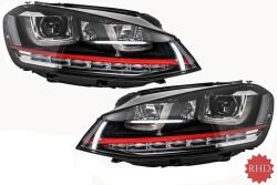 KITT Faruri LED RHD pentru VW Golf 7 VII 2012-2017, GTI Design, semnal dinamic (HLVWG7GTILEDFWRHD)