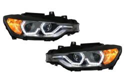 KITT Lightning Faruri LED Angel Eyes DRL negre pentru BMW Seria 3 F30 F31 2011-2015 (HLBMF30M3)