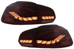 KITT Stopuri Full LED pentru VW Golf 6 VI 2008-2013, rosu fumuriu, semnal dinamic (TLVWG6LED)