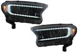 KITT Faruri LED Light Bar pentru Ford Ranger 2015-2020 LHD, Negre, Semnal Dinamic (HLFRNGT6)