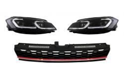 KITT Grila centrala cu faruri LED semnal dinamic pentru VW Golf 7.5 Facelift GTI (COFGVWG7FGTICHLS)