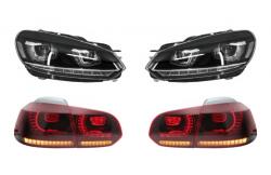 KITT Set faruri LED si stopuri Full LED dinamice pentru VW Golf 6 (2008-2013) (COHLVWG6URHDTLFW)