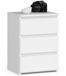 Akord Furniture Factory Noptiera alba cu 3 sertare, PAL laminat 16 mm, 40x35x57 cm (AK-12219454)