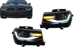 KITT Faruri LED DRL pentru Chevrolet Camaro 2014-2015 cu semnal dinamic, look 2016+ (HLCHECAMARO)
