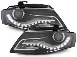 KITT Lightning Faruri LED DRL negre pentru Audi A4 B8 8K 2008-2011 cu lumini de zi (SWA16DLGXB)