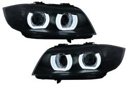 KITT Specials Faruri Xenon cu 3D Angel Eyes LED pentru BMW Seria 3 E90 E91 2008-2011, Negre (HLBME90FLD1SB)