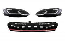 KITT Grila centrala cu faruri LED dinamice pentru VW Golf 7.5 Facelift GTI Look (COFGVWG7FGTICHLSRHD)
