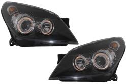 KITT Lightning Faruri Opel Astra H 2004-2009 Angel Eyes negre cu reglaj electric (SWO13B)